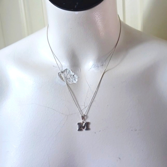 Sterling Silver 925 Sepertine  Box ChainW/  M / Charm Necklace 19 Long 3.1Grams - Picture 1 of 10